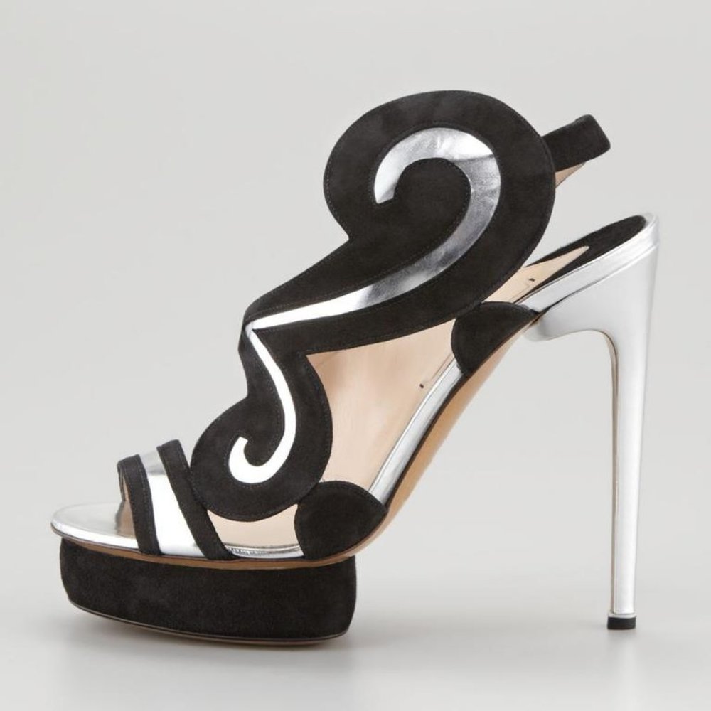 Nicholas Kirkwood Suede Metallic Platform Sandal